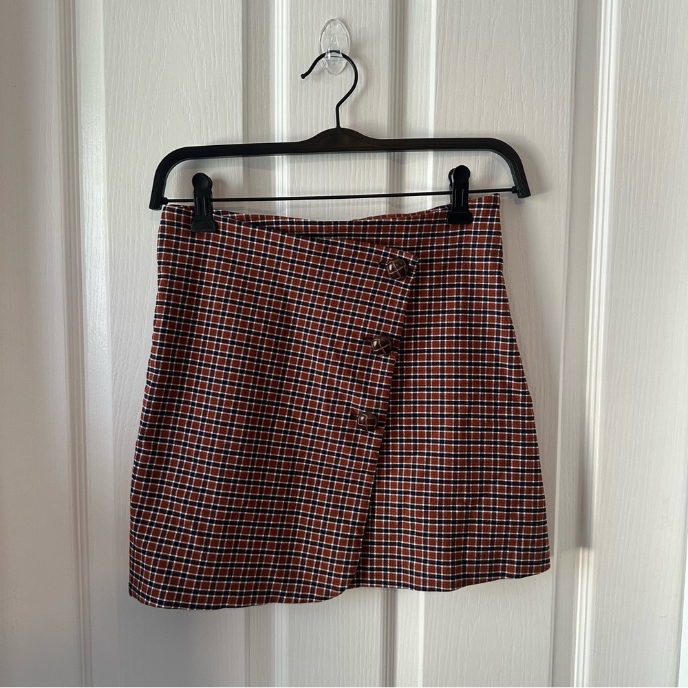Urban Outfitters Checkered Mini Skirt - Brown and Black